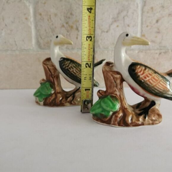Pair of 2 Vintage Bird Figurines, Pelican Bird Branch Leaf Made in Japan Kitsch - Picture 10 of 10